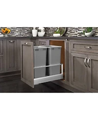 Rev-a-Shelf Double Pullout Kitchen Trash Can 50 qt., Silver, 5149-2150DM-217