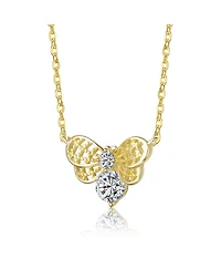 Rachel Glauber 14K Gold Plated with Clear Cubic Zirconia Butterfly Design Necklace