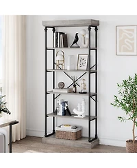 gaomon 6 Tier Bookshelf Industrial Bookcase Wood Tall Standing Bookshelves Wood Vintage Display Rack Rustic Bookshelf