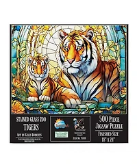 SunsOut Stained Glass Zoo Tigers 500 piece Jigsaw Puzzle for Adults
