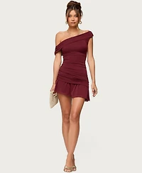 Edikted Women's Gesibelle Off Shoulder Mesh Mini Dress