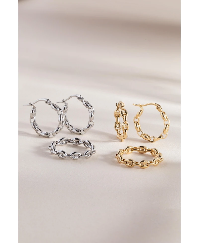 Alex and Ani Frozen Mariner Chain Hoop Earrings