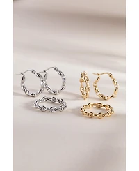 Alex and Ani Frozen Mariner Chain Hoop Earrings