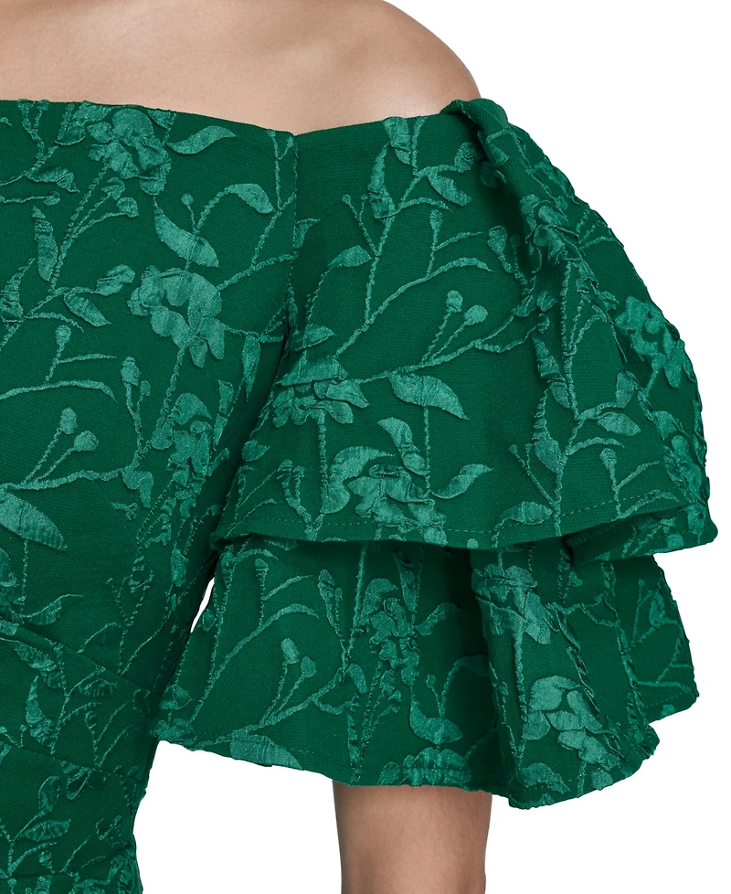 Eliza J Petite Ruffled-Sleeve Back Zipper Dress