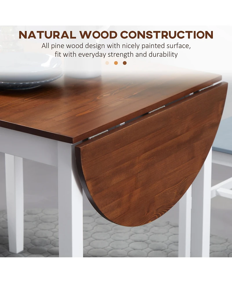 Homcom 55" Wood Kitchen Table, Drop Leaf Tables for Small Spaces