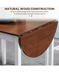 Homcom 55" Wood Kitchen Table, Drop Leaf Tables for Small Spaces