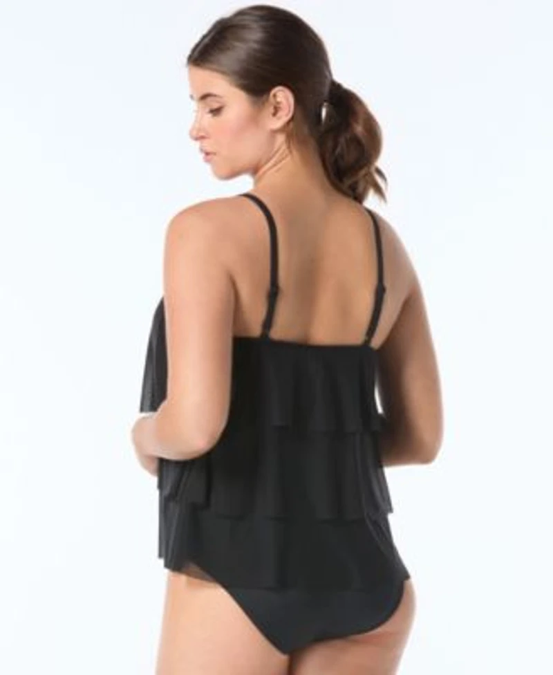 Coco Reef Womens Lotus Ruffle V Neck Tankini Top High Waist Bikini Bottoms