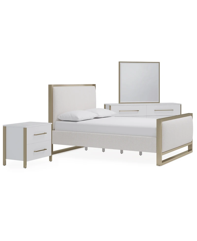 Furniture Emila 3-Pc. King Bed Set Upholstered King Bed, 2-Drawer Nightstand and Dresser