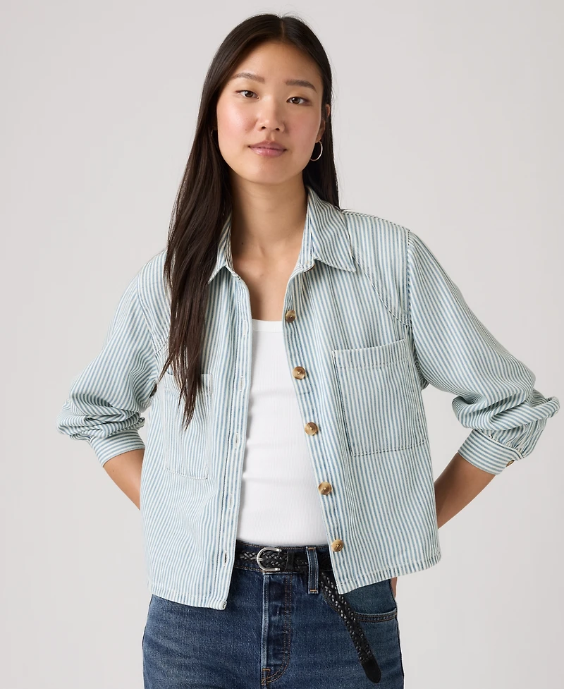 Levi's Juniors' Tini Long-Sleeve Hadley Stripe Utility Shirt