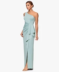 Xscape Women's One-Shoulder Side Ruffle Long Dress