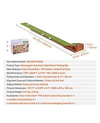 Sugift Golf Putting Mat Indoor 1-Hole Green with Ball Return and Wood Base