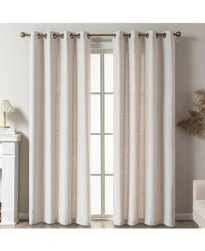 Awesome Home Linen Blend Solid Striped Room Darkening Curtains Pair