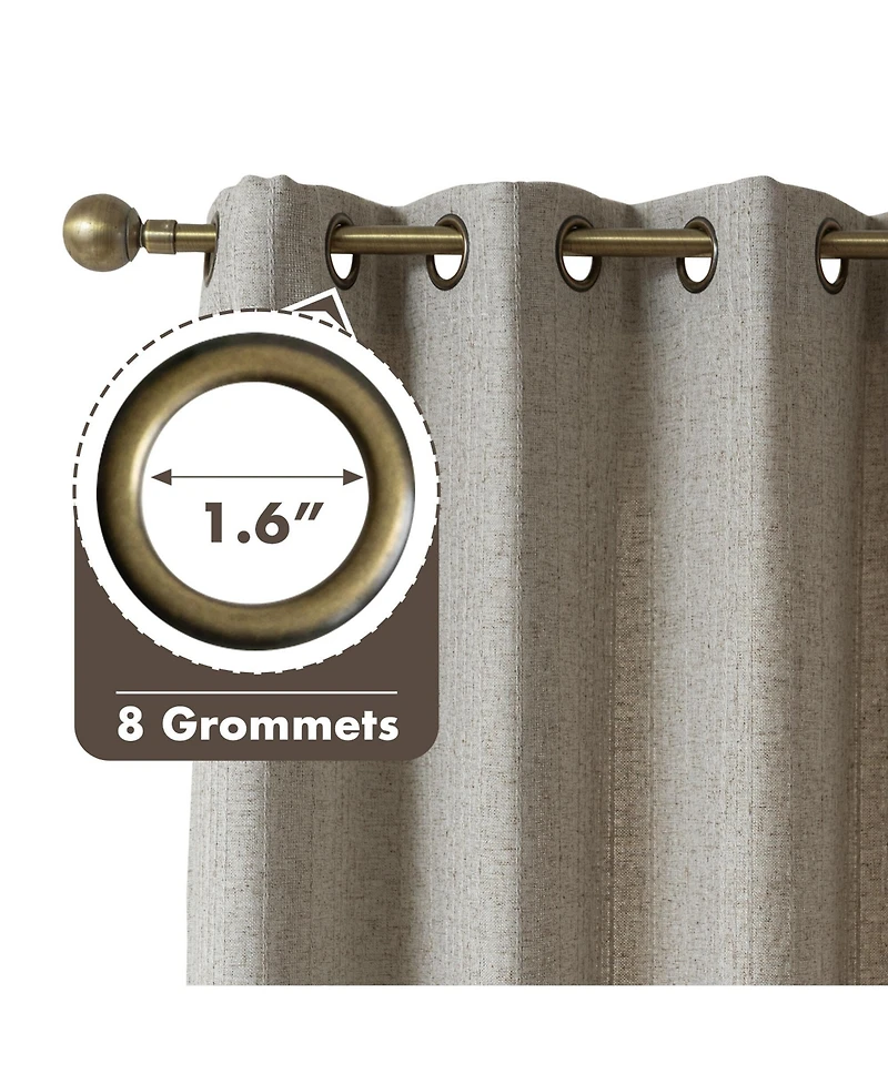 Awesome Home Linen Blend Solid Striped Room Darkening Curtains Pair