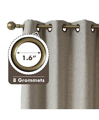 Awesome Home Linen Blend Solid Striped Room Darkening Curtains Pair