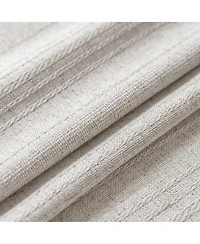 Awesome Home Linen Blend Solid Striped Room Darkening Curtains Pair