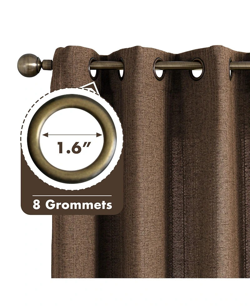 Awesome Home Linen Blend Solid Striped Room Darkening Curtains Pair