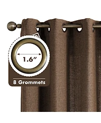 Awesome Home Linen Blend Solid Striped Room Darkening Curtains Pair