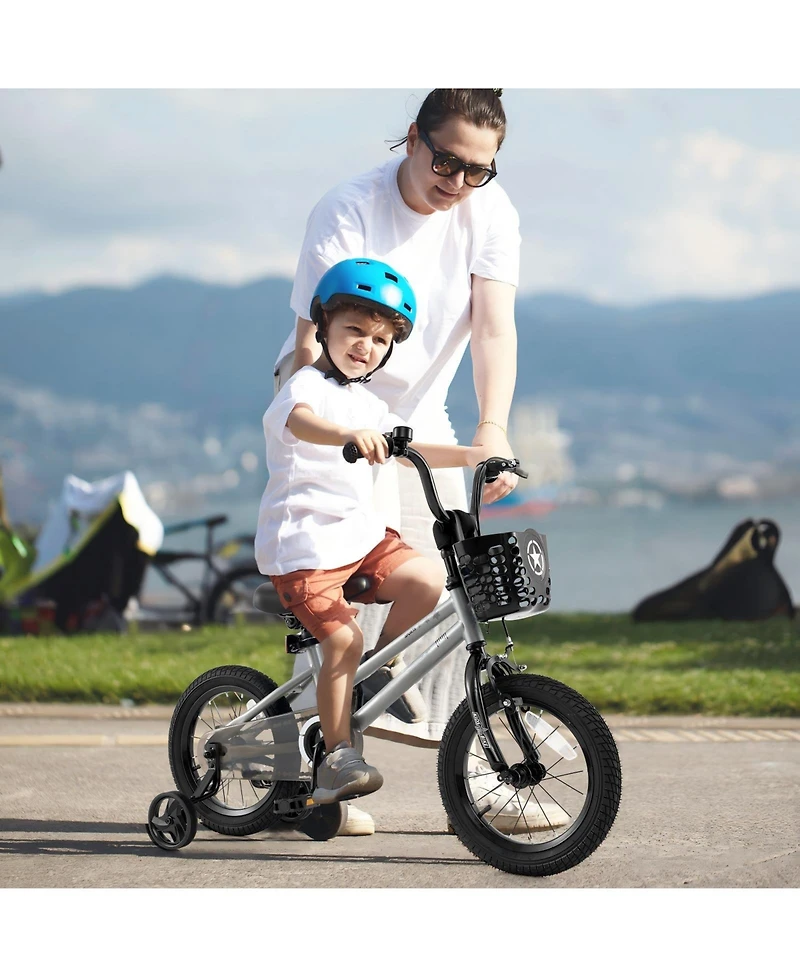 Kids Training Bike Adjustable with Dual Brakes and Front Basket