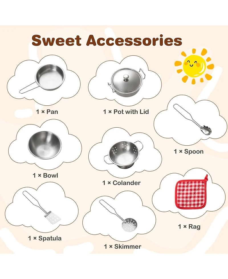 Hongge Wooden Outdoor Mud Kitchen Playset With Sink Stove And Accessories For Kids