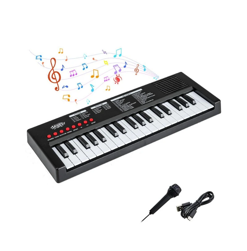 Hongge 37 Key Kids Piano Keyboard with Rhythms and Microphone
