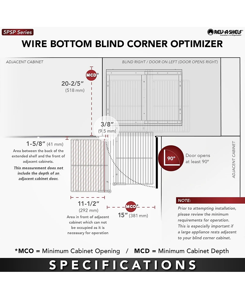Rev-a-Shelf Pullout Corner Cabinet Organizer w/ Soft-close Three-Tier, 5PSP3-15SC-cr