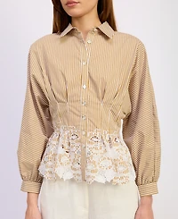 En Saison Women's Juliette Spread Collar Top