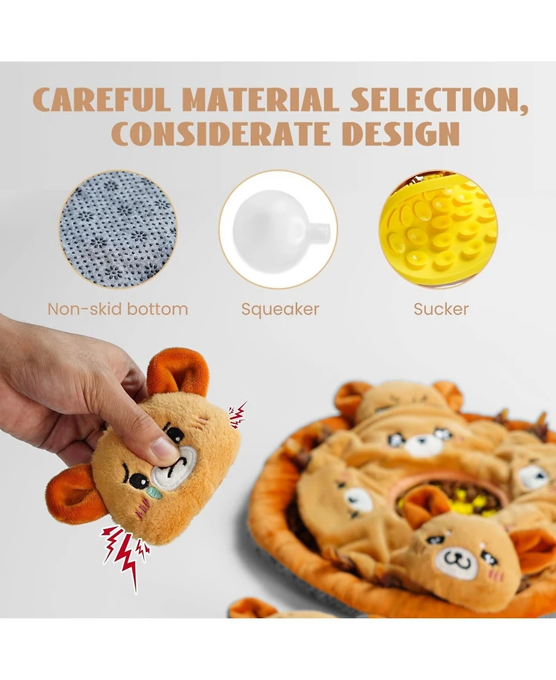 Nocciola Bear Circus Toy Licking Mat plus Snuffle Mat, Hide and Seek Toy set, 6 in 1 Squeaky Toy Set for Cats & Dogs