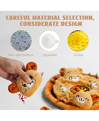 Nocciola Bear Circus Toy Licking Mat plus Snuffle Mat, Hide and Seek Toy set, 6 in 1 Squeaky Toy Set for Cats & Dogs