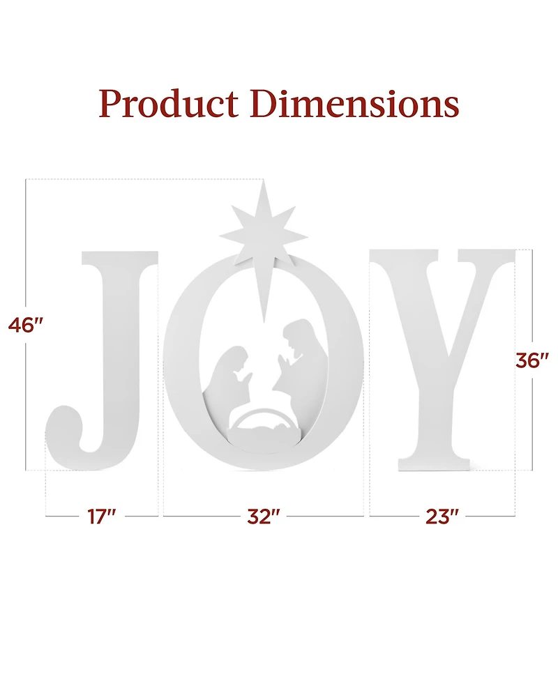 Best Choice Products 46in Outdoor Joy Christmas Nativity Decoration w/ Weather Resistant Pvc, Ground Stakes