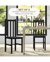 Homcom Farmhouse Armless Dining Chairs, Set of 2 with Slat Back, White
