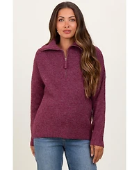 Pinkblush Maternity Burgundy Half Zip Pullover Sweater