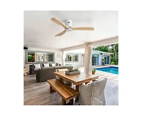 52-inch Modern White 3-Blade Ceiling Fan with Remote Control and Supporting Mobile Device Connection