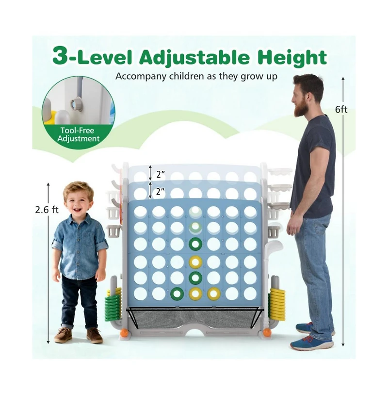 Hongge Jumbo 4 to Score Game with Ring Toss and Basketball Hoop