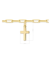Devata Cross Charm with Paperclip Chain Bracelet in 14K Gold, in