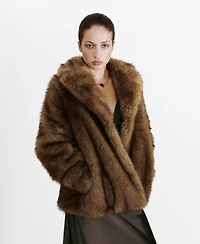Mango Women's Lapels Faux-Fur Coat