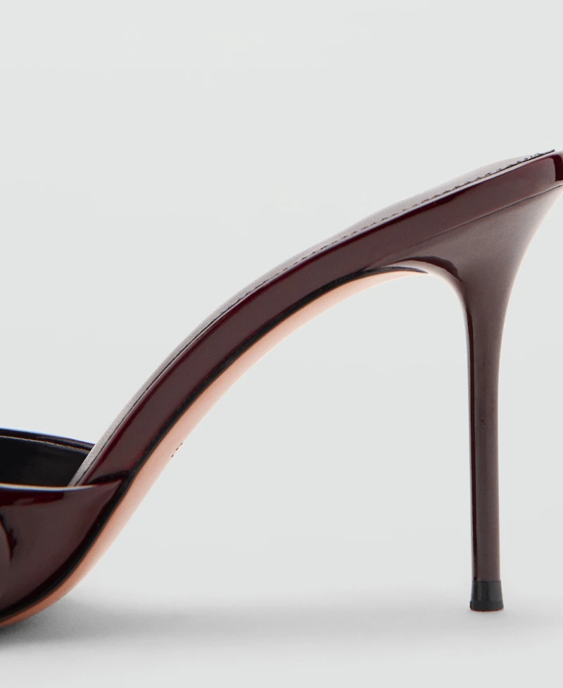 Mango Women's Patent Leather Floral Heeled Sandals