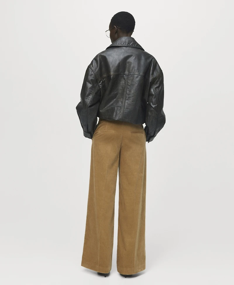 Mango Women's Wide-Leg Corduroy Pants