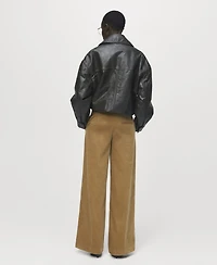 Mango Women's Wide-Leg Corduroy Pants