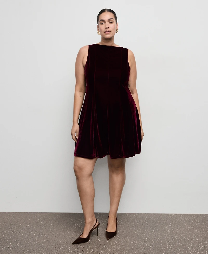 Mango Women's Velvet Seams Dress