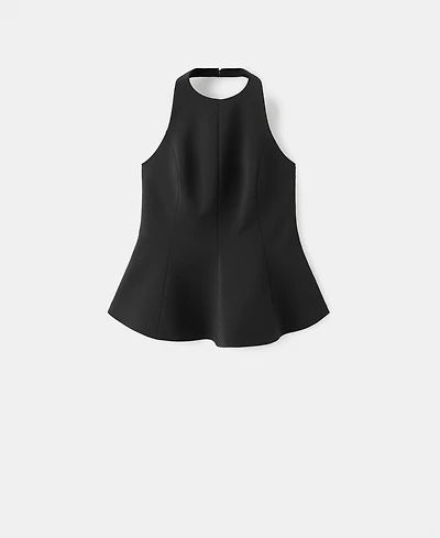 Mango Women's Halter Neck Peplum Top