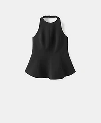 Mango Women's Halter Neck Peplum Top
