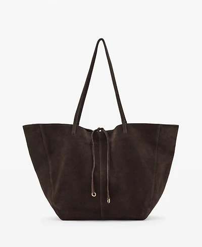 Mango Women's Suede Leather Shopper Bag