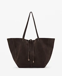 Mango Women's Suede Leather Shopper Bag