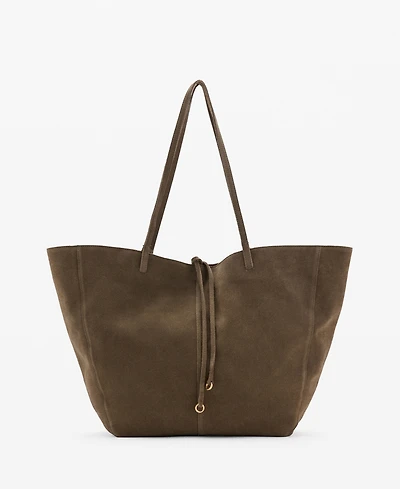 Mango Women's Suede Leather Shopper Bag