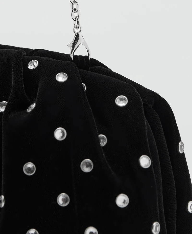 Mango Women's Rhinestones Velvet Clutch