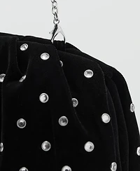 Mango Women's Rhinestones Velvet Clutch