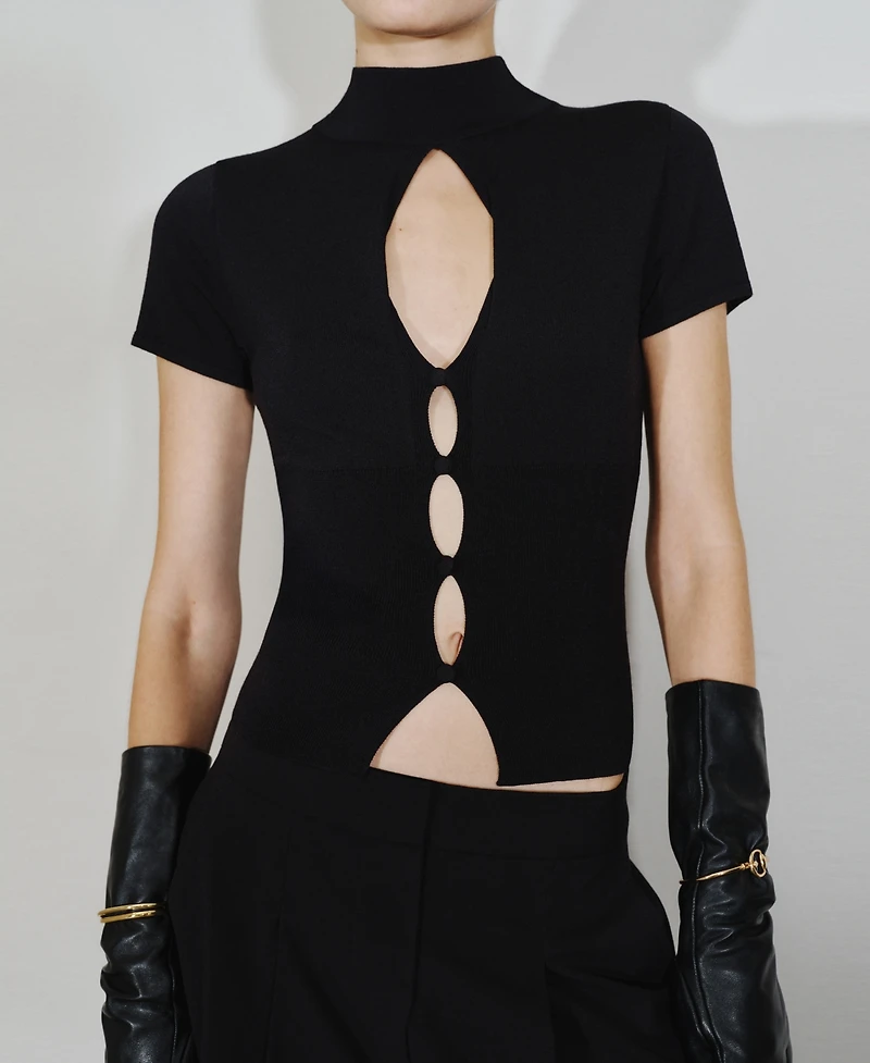 Mango Women's Cut-Out Perkins-Neck Sweater