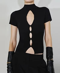 Mango Women's Cut-Out Perkins-Neck Sweater