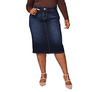Slink Jeans Women's Denim Midi Skirt 28"length with side vents - Emma