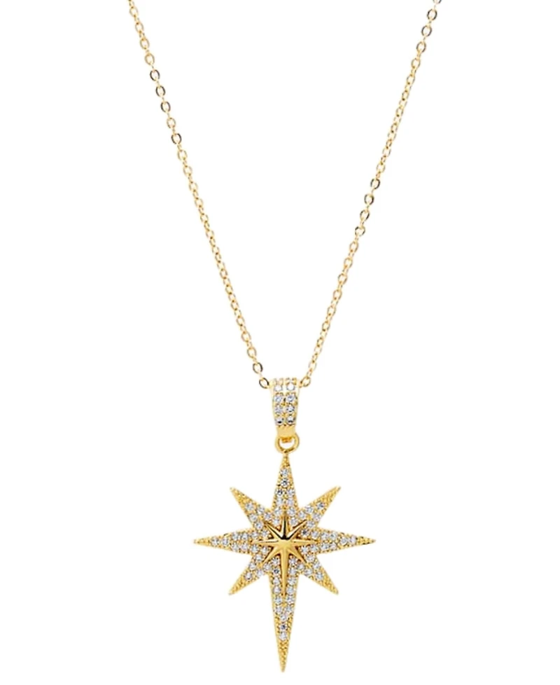 by Adina Eden Pave Elongated Gold Plated Starburst Pendant Necklace